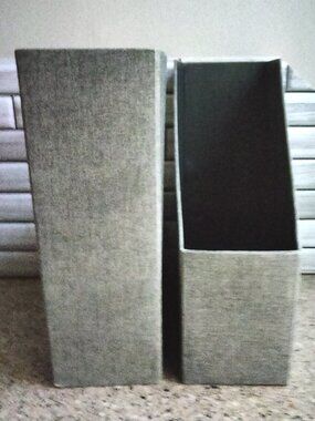 DUO: Linen Covered Slate Grey File Magazine Holders (B)